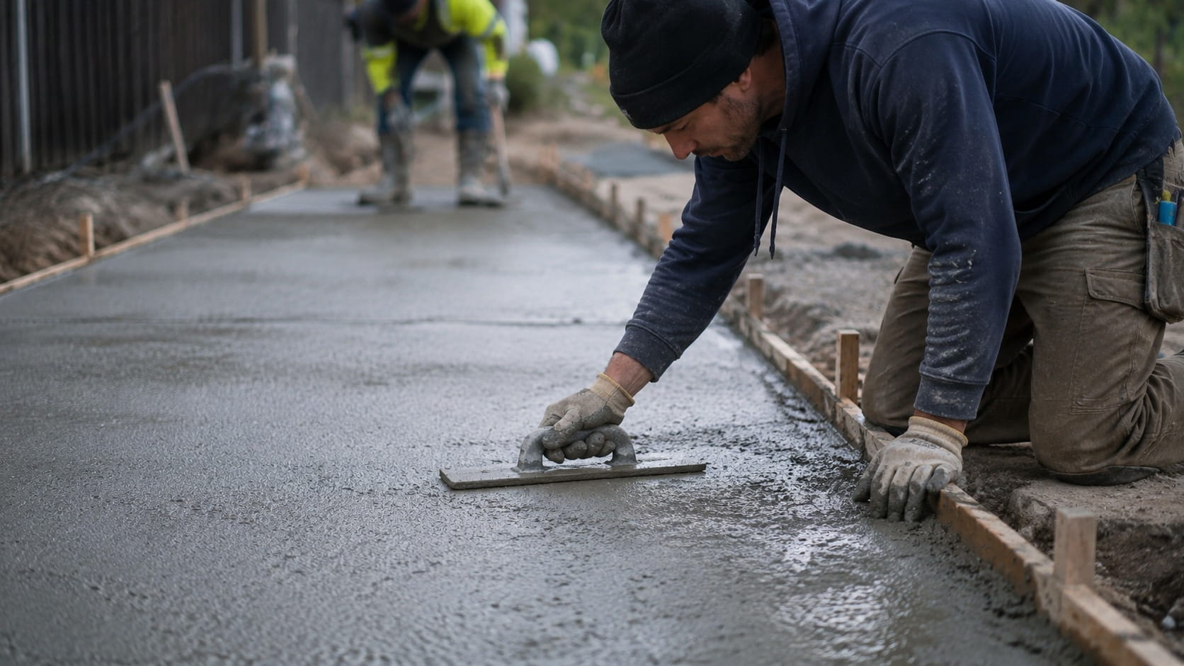 Close-up of a repaired concrete crack in Wellington